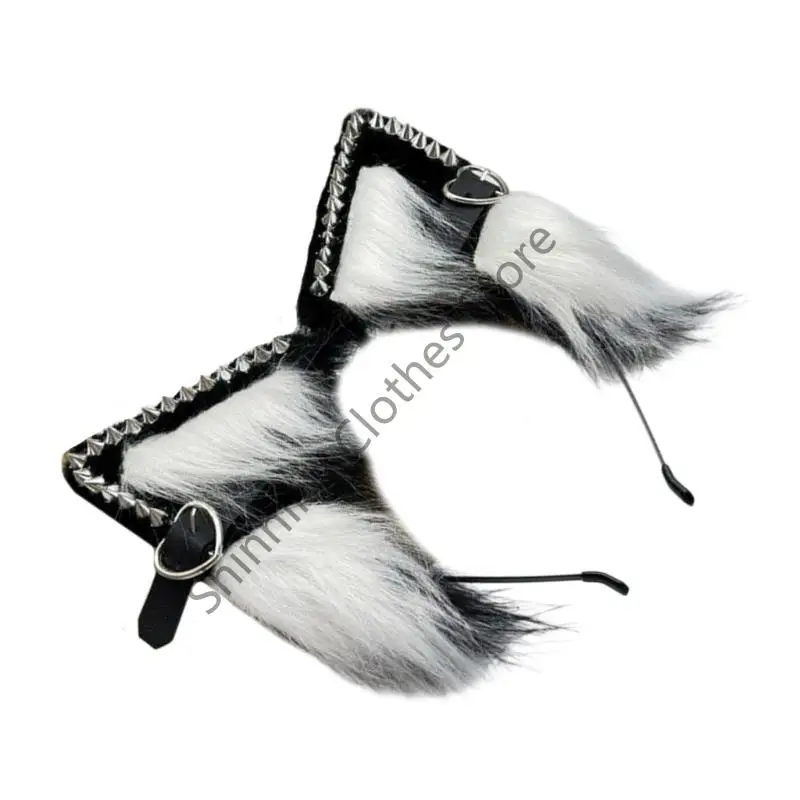 M68A فو فراء الثعالب الذئب آذان رئيس عصابة فروي آذان حيوانات الشعر ملحقات الشعر