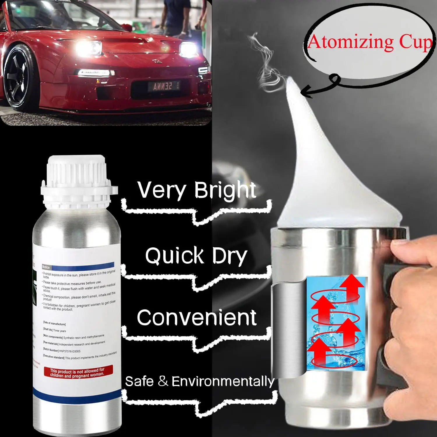 Headlight Polisher Cleaning Kit Car Head Light Car Renovator Headlight Polishing Liquid Polymer Headlight Polish Steam Mug