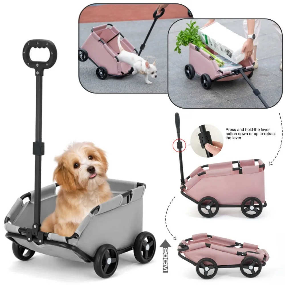 4 Wheels lightweight Folding Dog Teddy Stroller Dog Cat Pet Stroller for Travelling Shopping Walking Playing for Small Dogs Cats