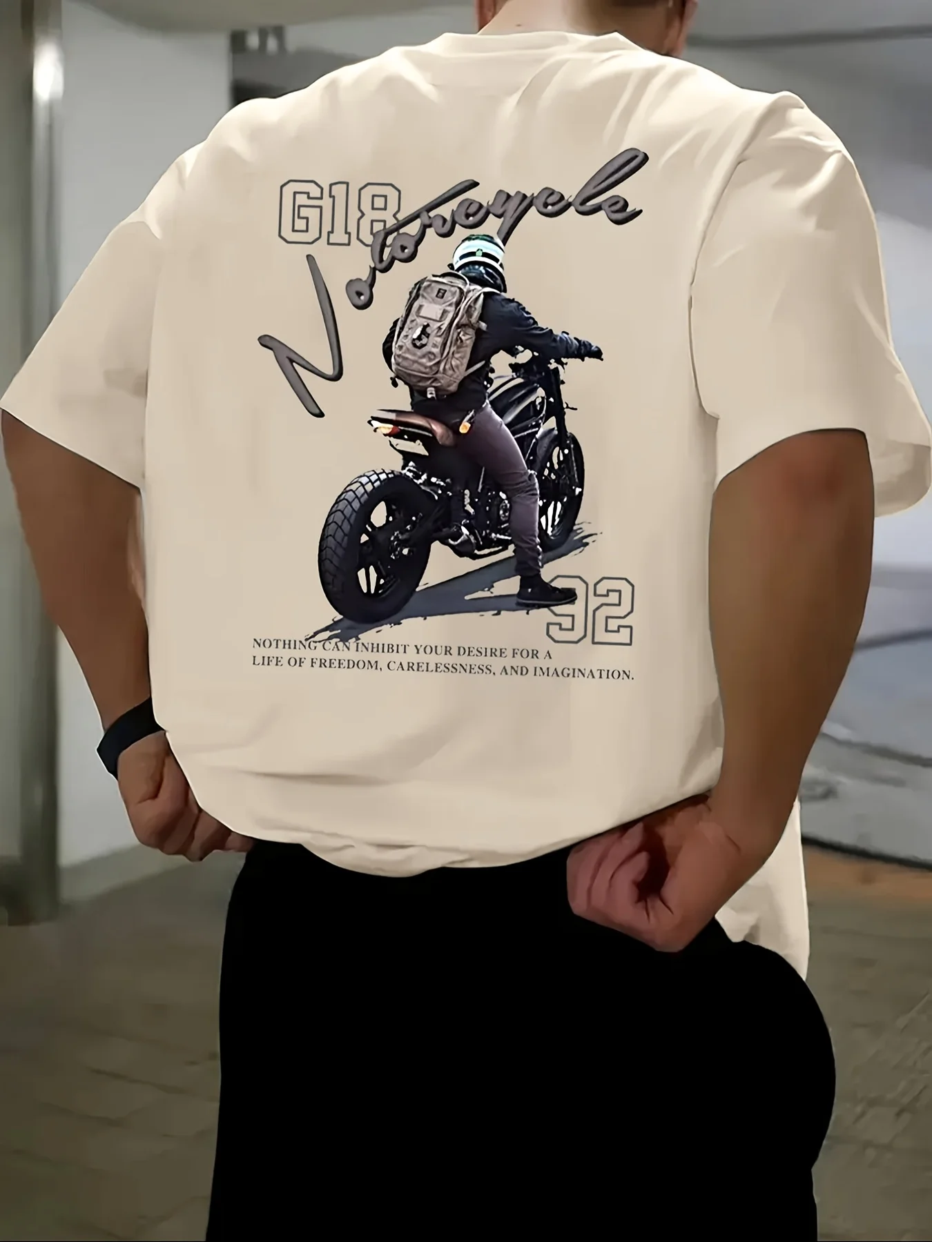 Herren Motorrad Grafik T-Shirt 100% Baumwolle Vintage Rider Racing Print Cafe Racer Biker Streetwear Übergroßes Sommer-Tee-Shirt – Detail 4