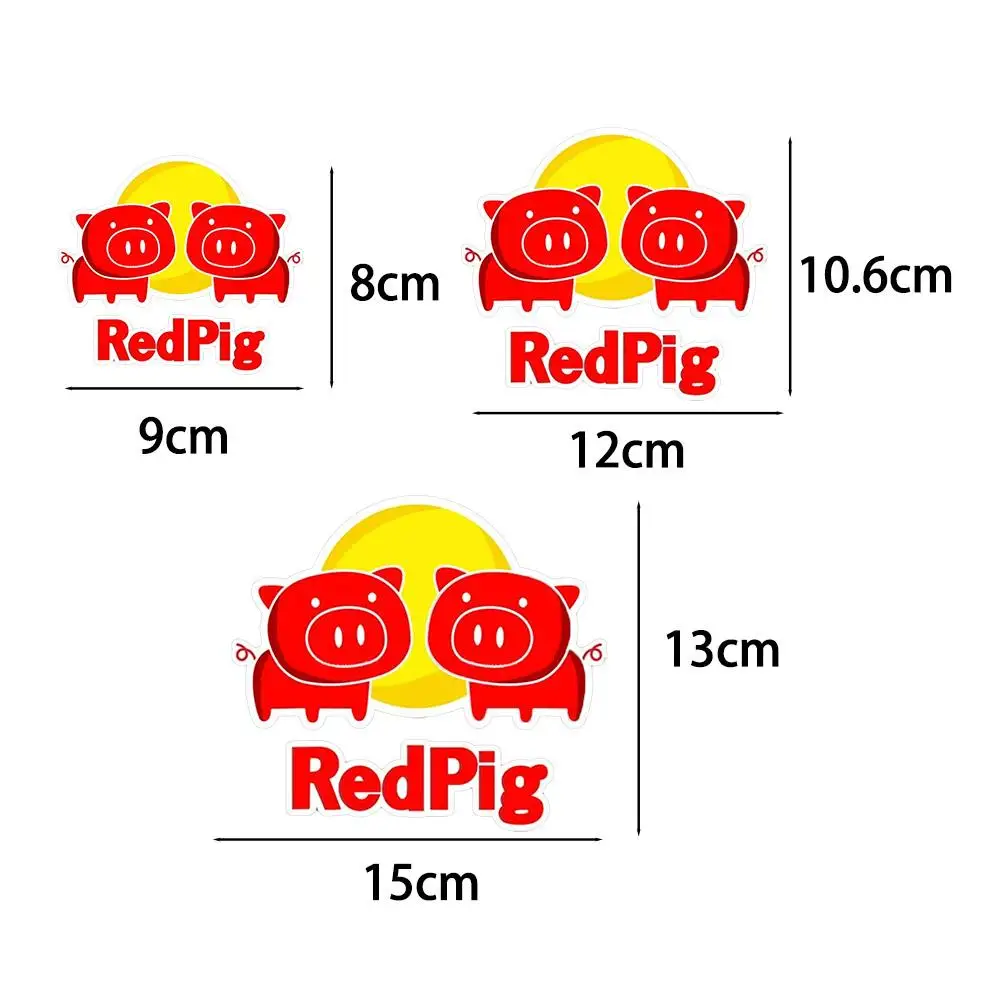 2pcs Humorous Red Pig Animal Sticker, Waterproof Vinyl Decal for Bicycle Handlebar, Helmet & Top Tube