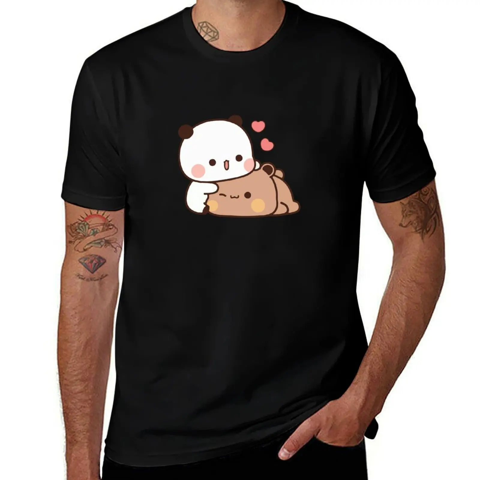 Panda Bear, Bubu Dudu Love Couple valentine T-Shirt Fitness Quick Dry Short Sleeve Top