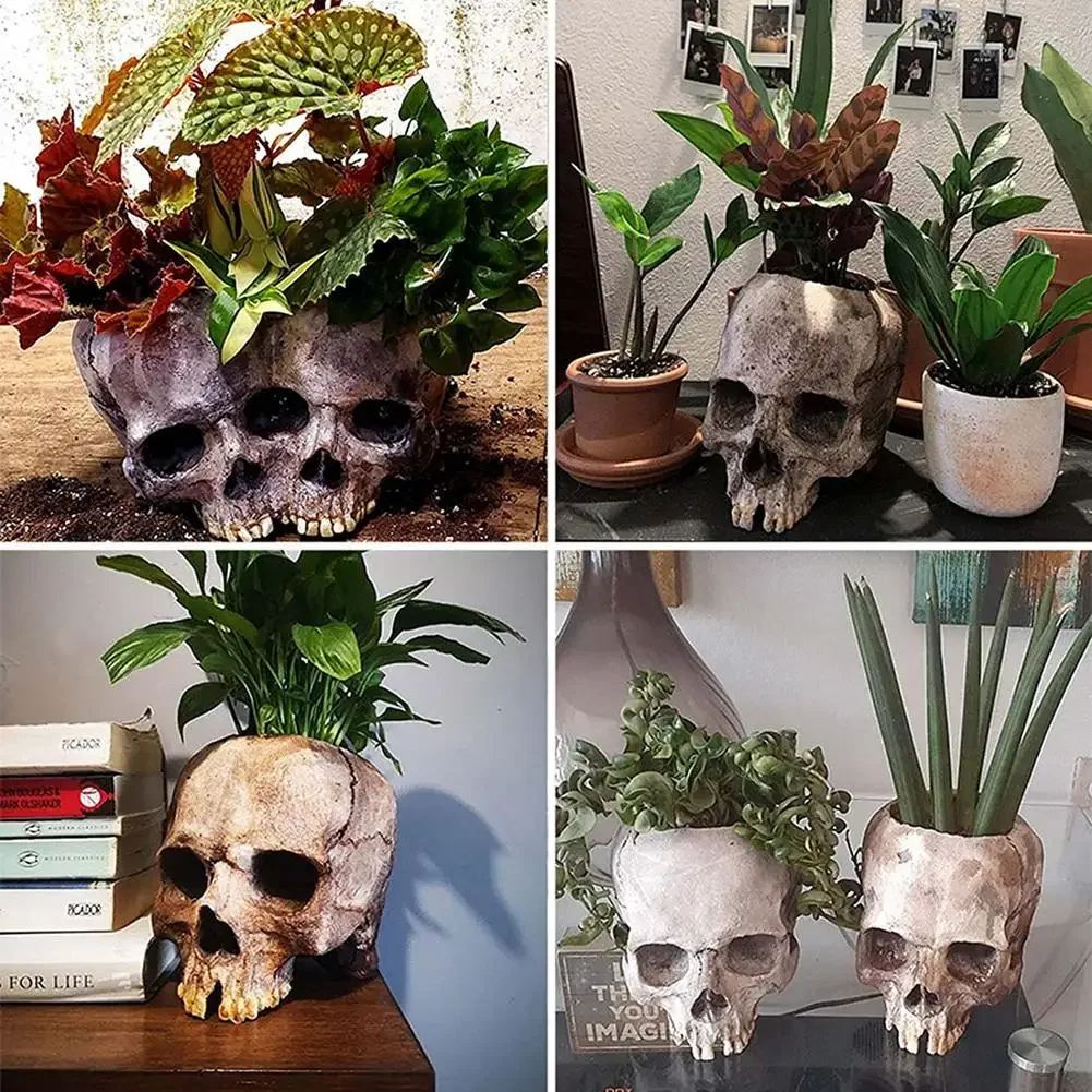 Creative Flowerpot Hand Carved Skull Flower Pot Bowl Garden Home Halloween Decoration Drop Shipping Courtyard Decoration
