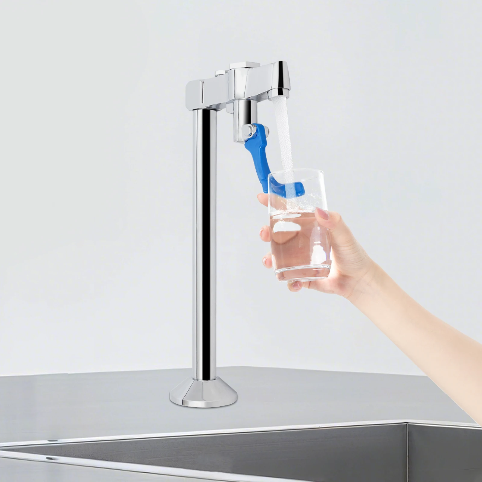 

Push Back Water Station Faucet Deck Mount Glass Filler Faucet for Cafes, Bars, Restaurants, Kitchens, Adjustable Faucet,