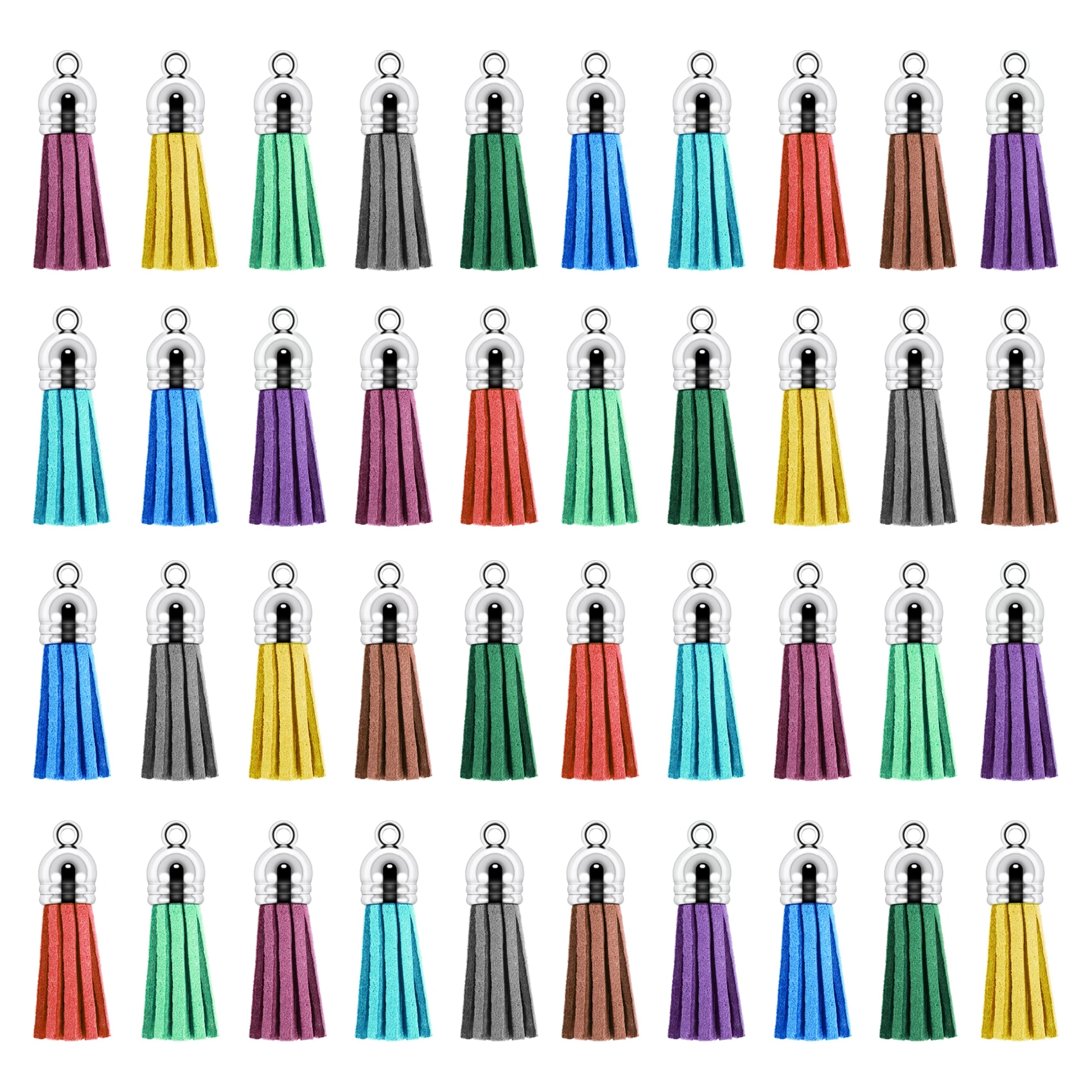 250Pcs/Set Keychain Tassels Bulk Colored Leather Tassel Pendants for DIY Keychain and Craft