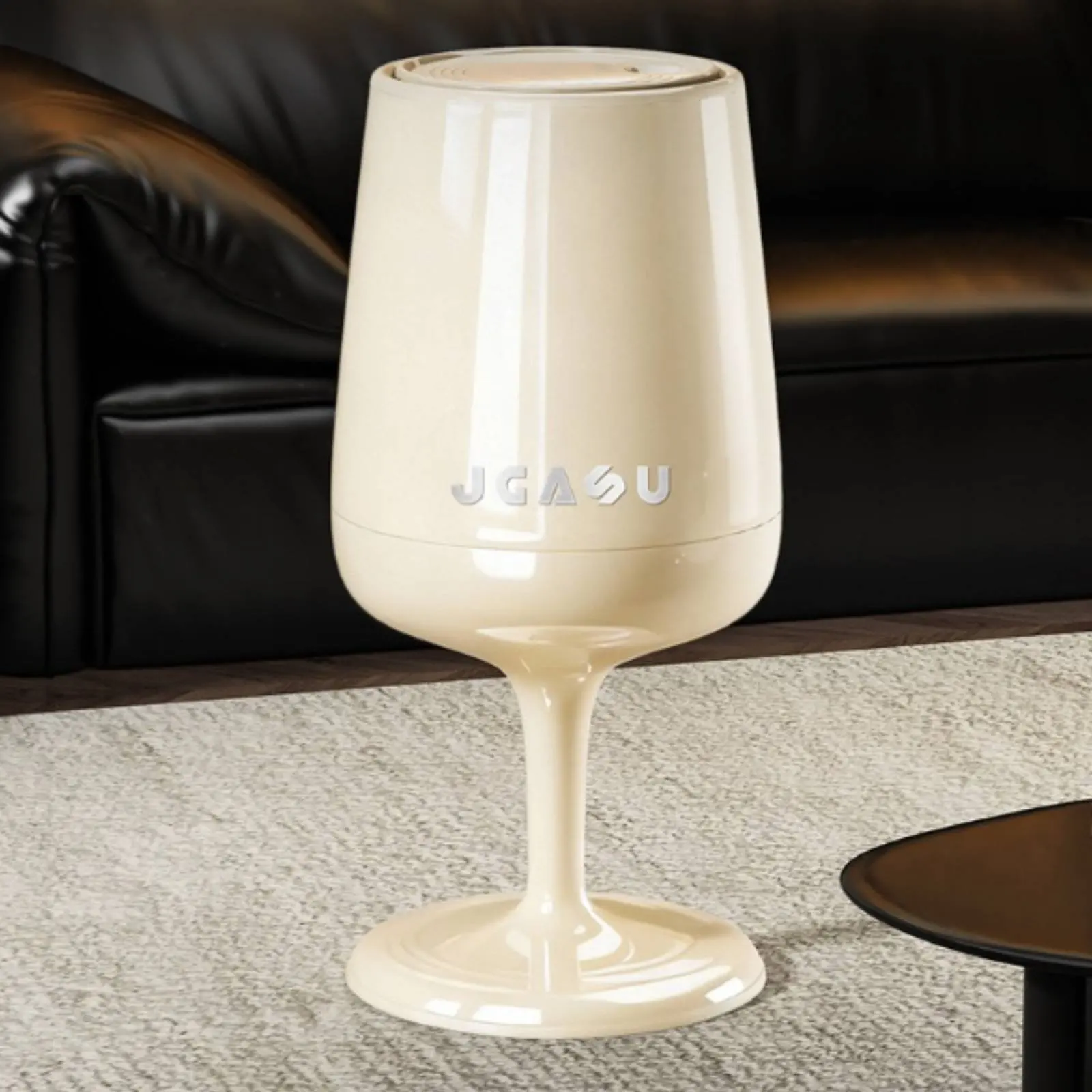 

Wine Glass Trash Can Large Capacity Goblet Trash Bin Compact Wastebasket Decorative Design Household Storage Easy to Clean