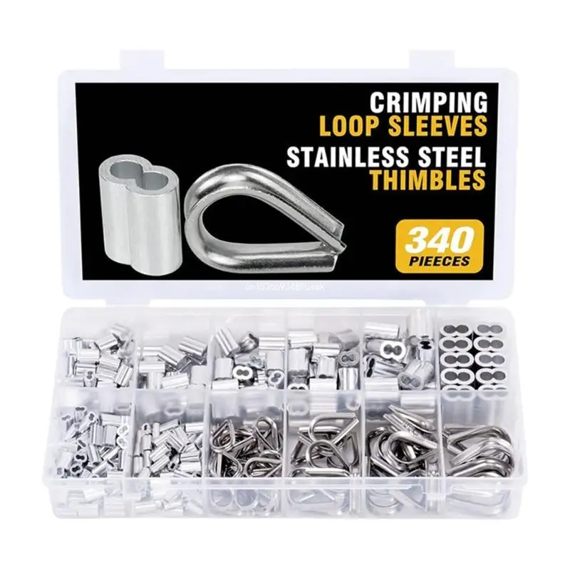 

410Pcs Aluminum Crimp Sleeves Single/Double hole Crimping Tube Wire Crimp Connection Accessories