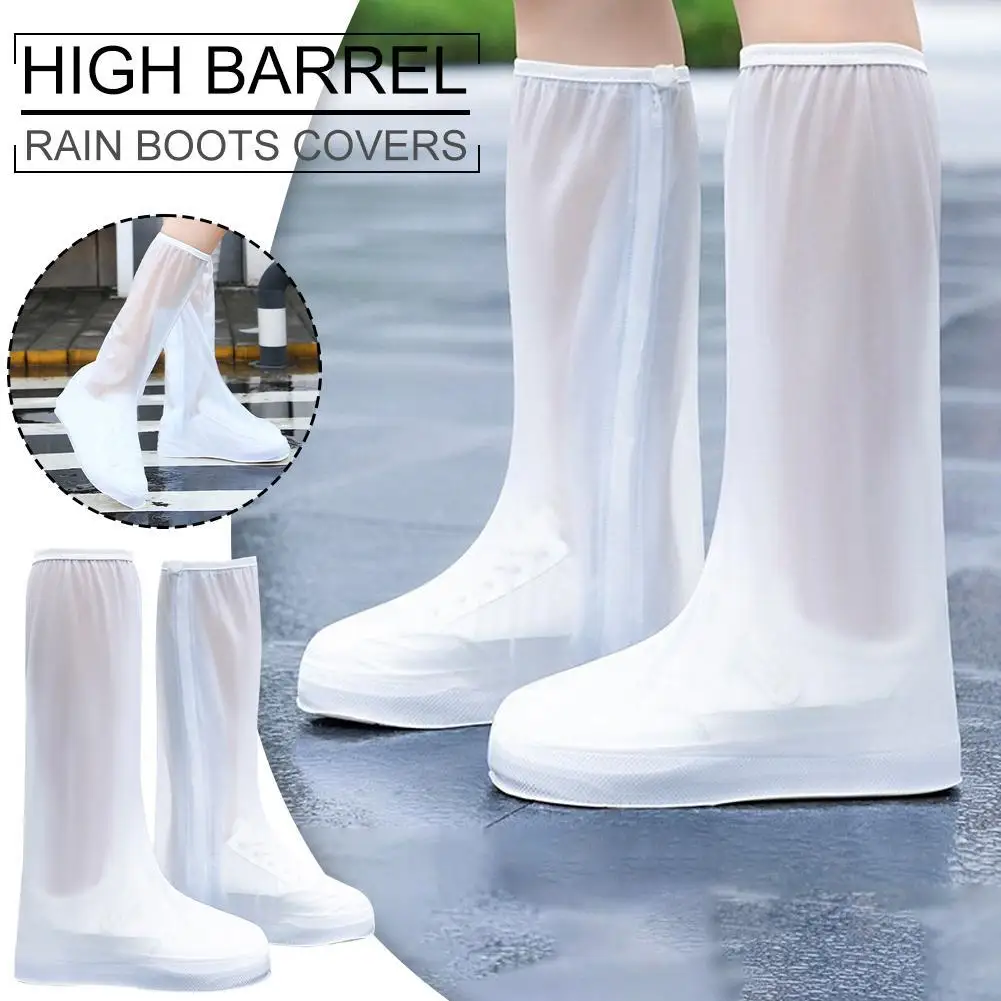 Silicone Waterproof High-top Rain Shoe Covers Rainproof Pvc Anti-slip Light Portable Wear-resistant Rain Shoe Covers