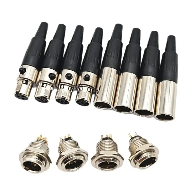 1Pcs Mini XLR Audio Straight Connector Small 3/4/5/6 Pin Female/Male Plug Male Socket For Microphone Cable