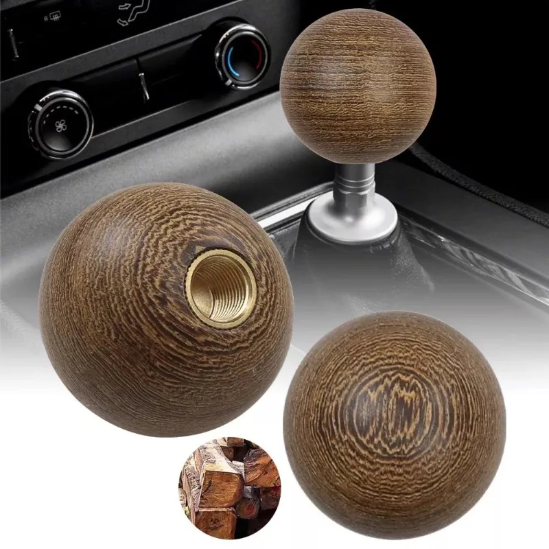 Natural Wood Round Gear Shift Knob Manual Transmission Universal Car Shifter Handle Ball Lever Stick Interior Accessories Gifts