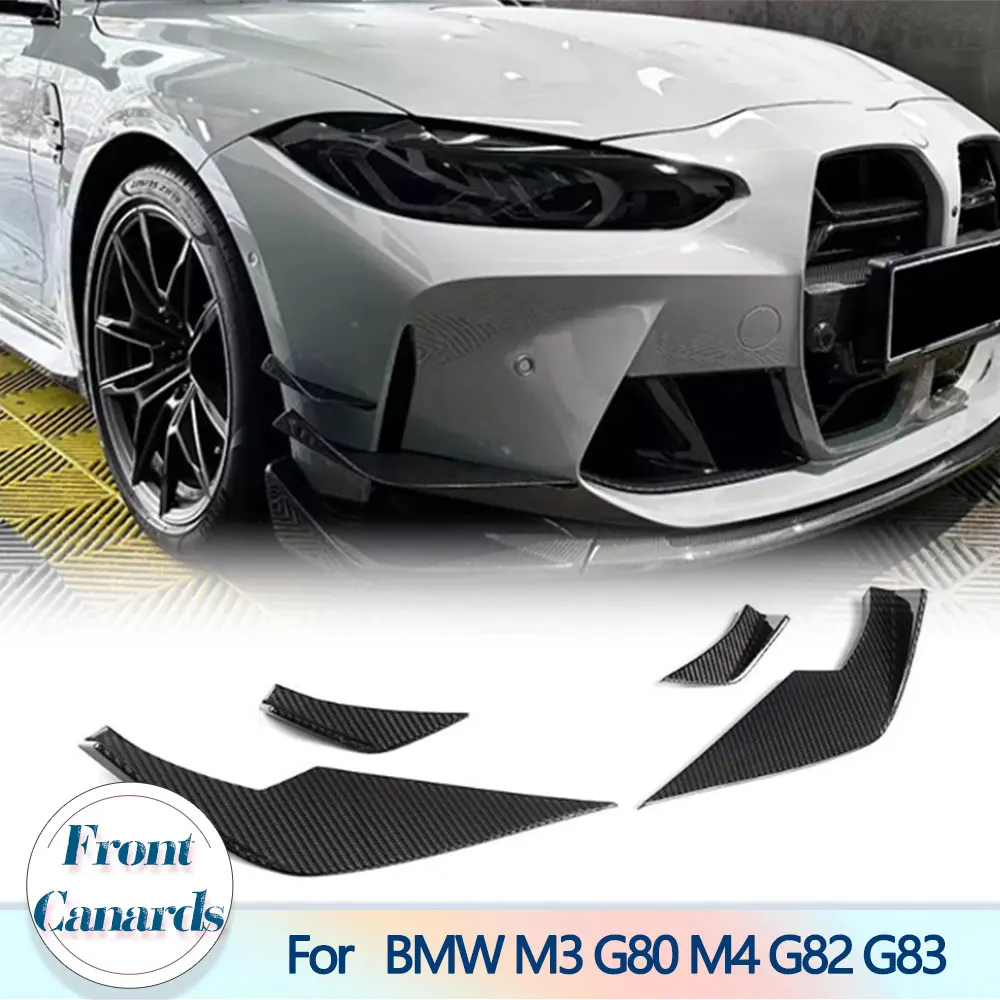 4Pcs Front Bumper Side Canards Splitter Spoiler for BMW G80 M3 G82 G83 M4 2021UP Carbon Fiber Front Bumper Side Air Vent Trim