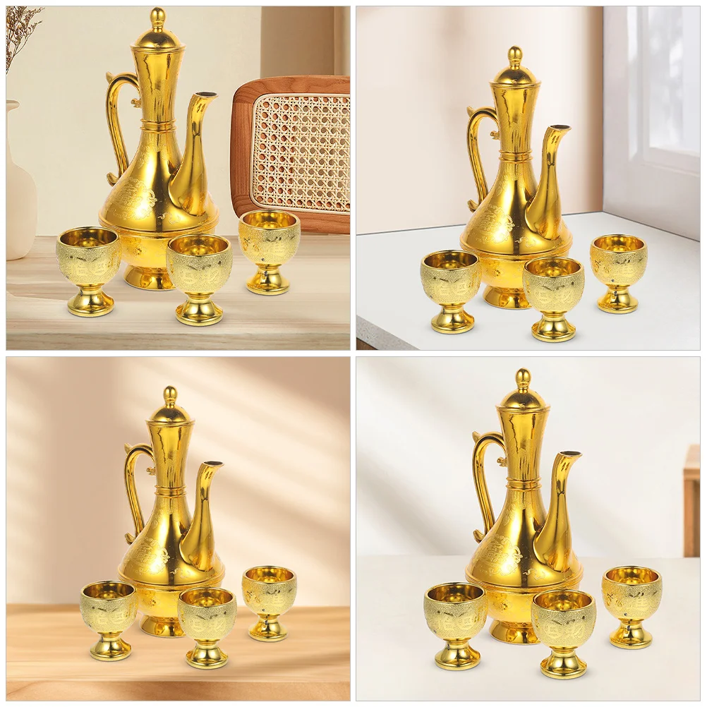 

1 Set Sturdy Pp Material Smooth Edges Worship Accessory For Buddhist Temple Home Use Tea Pots Cups Offering Bowl