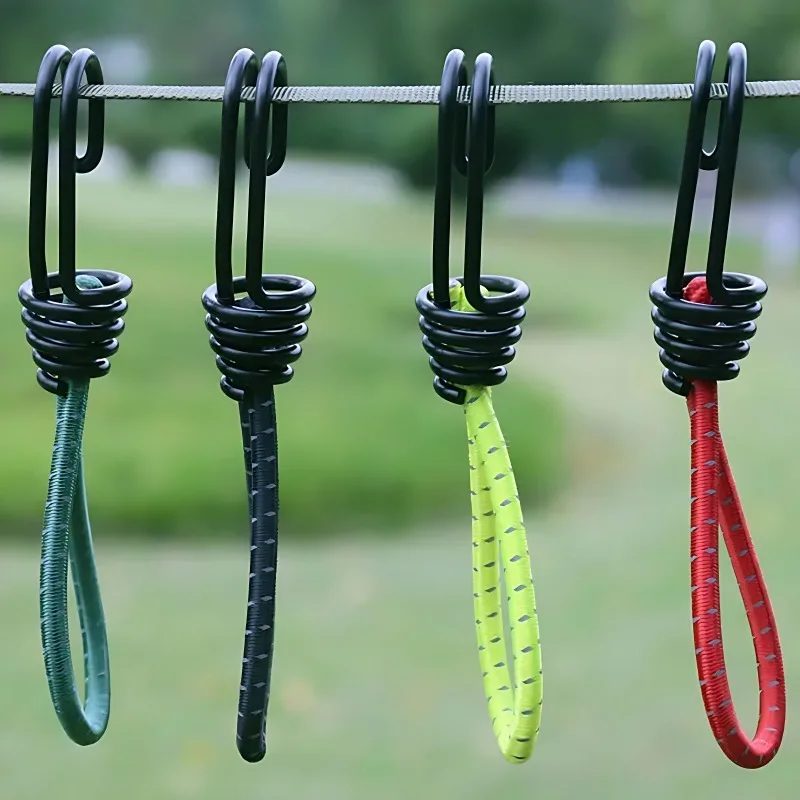 1/3/5Pcs Outdoor Tent Bungee Elastic Rope Cords with Hook for Camping Canopy Tarp Tent Fixed Binding Belt Hook Cord Fastener