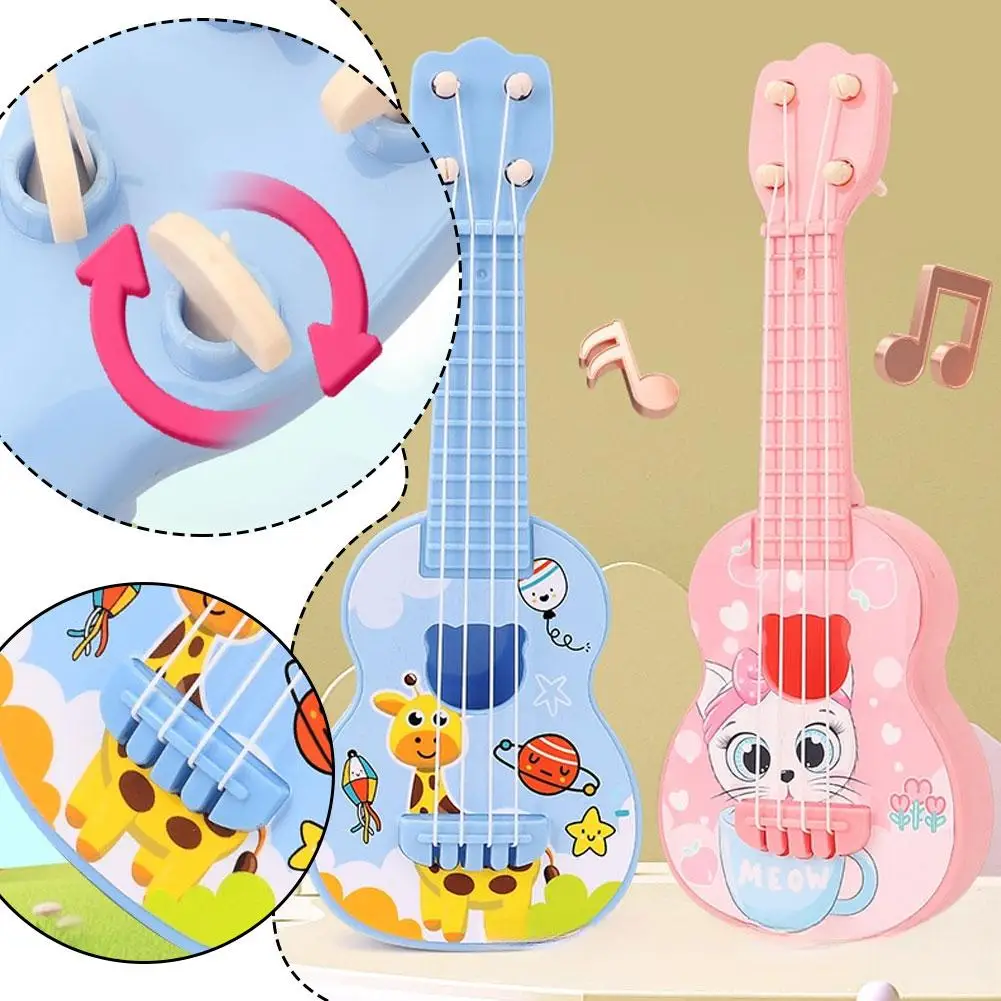 Ukelele niños guitarra de juguete 21cm para niña niño principiantes Mini instrumento de guitarra puede tocar música juguete de simulación regalo de cumpleaños X1J0
