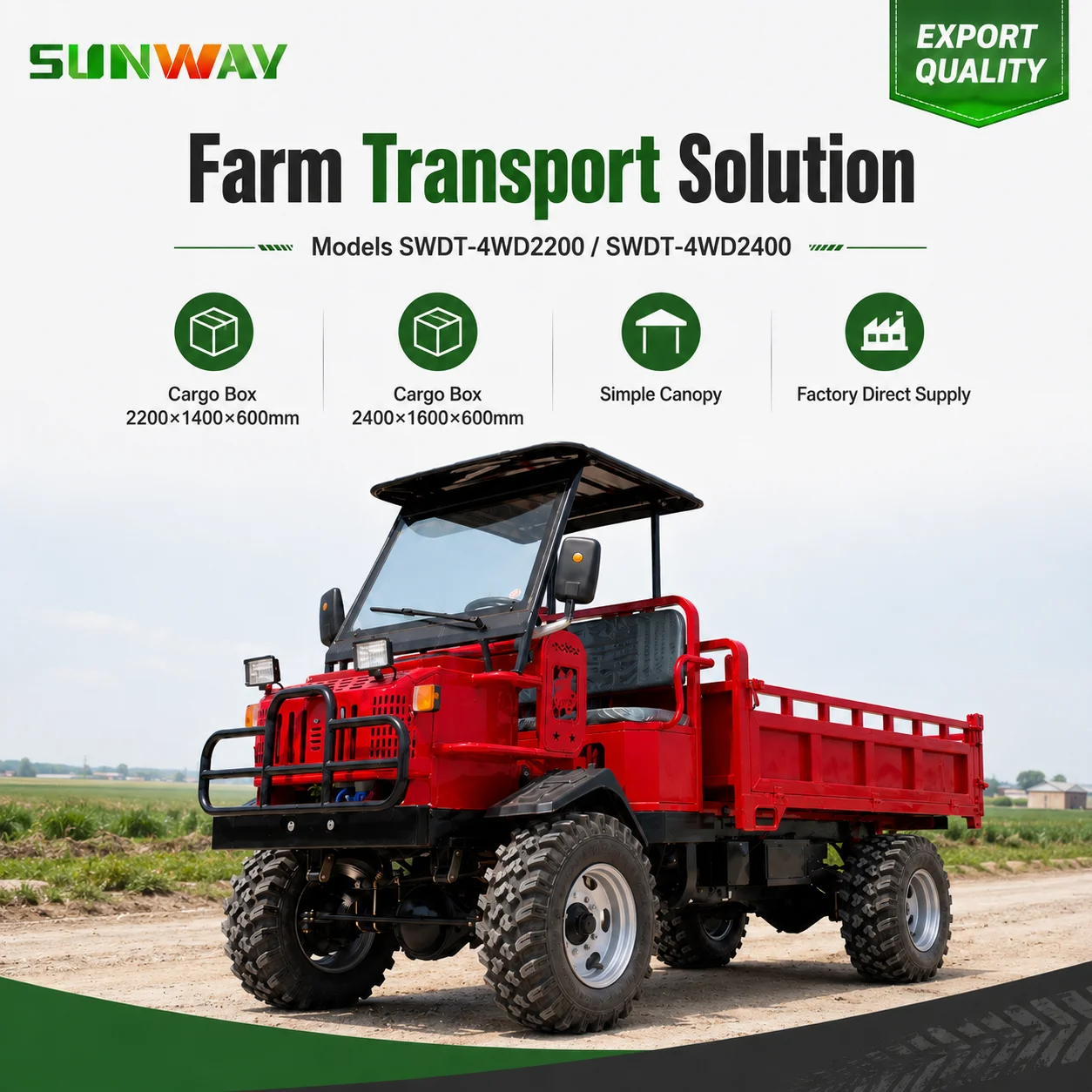 Hot Sale Wholesale 500CC Heavy Duty 4X4 Farm Cargo Vehicle With Dump Cargo Box For Agricultural Cargo Hauling