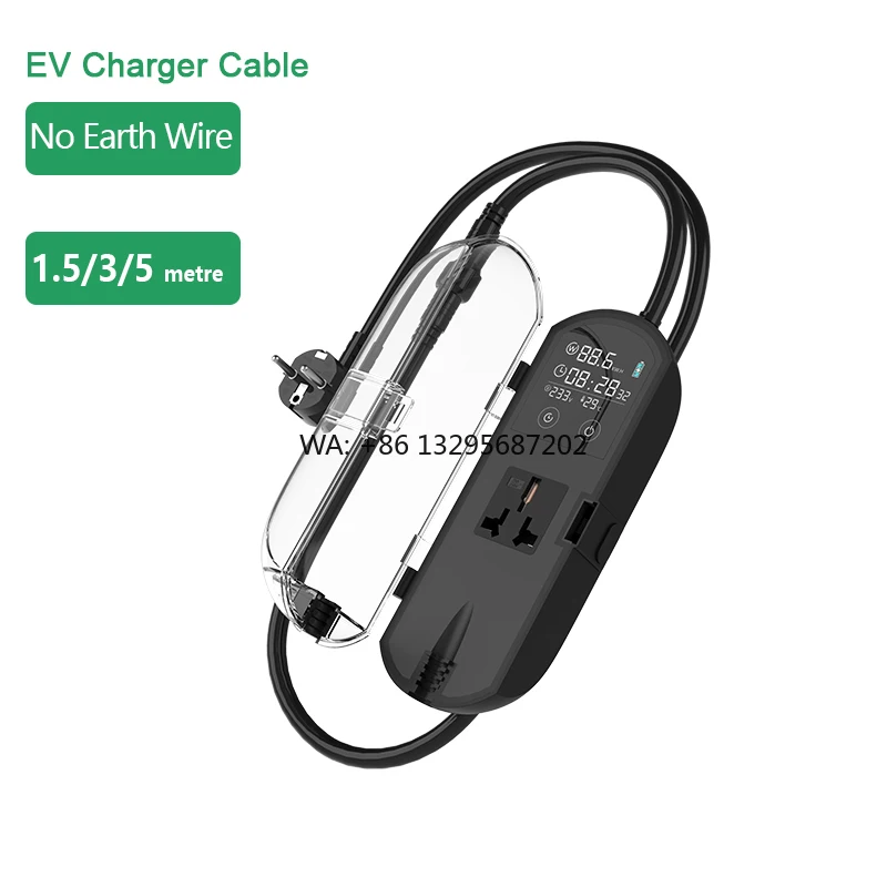 

Portable EV Charger Extension Cord Ground-Free Adapter Custom UK Brazil India EU Plugs
