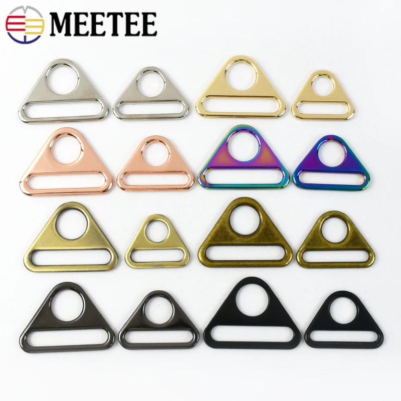 5/10Pcs Meetee 20-50mm Metal Triangle Ring Buckle Bag Strap Anti-slip Adjust Slider Clasp Bikini Connect Hook Sewing Accessories