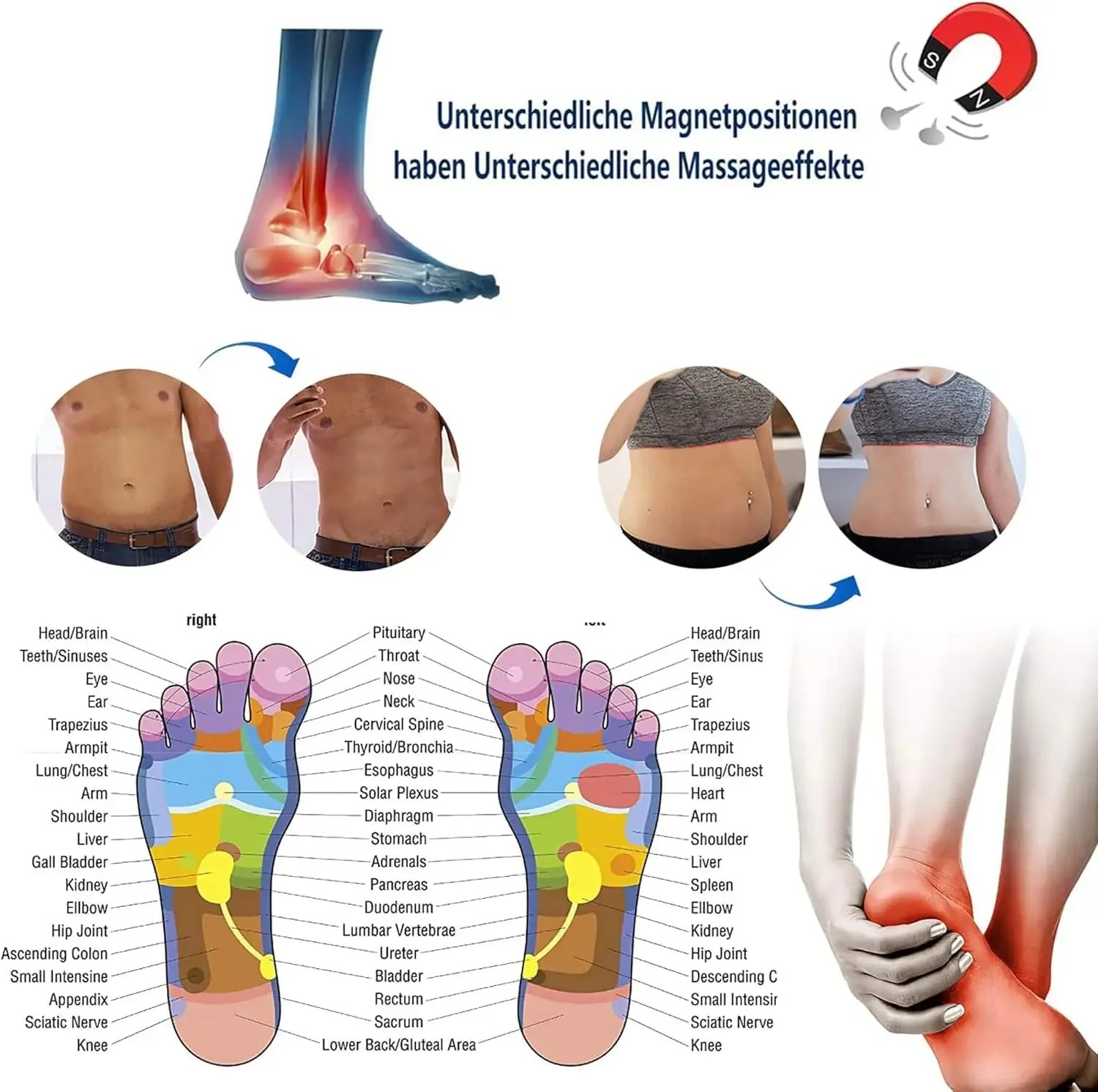 Magnetic Therapy Massage Insoles Foot Acupressure Shoe Pads Therapy Slimming Insoles for Weight Loss Arch Support Sports Insole