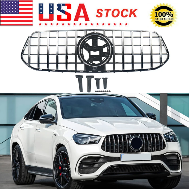 

Chrome with Black Front Grills For Mercedes Benz W167 GLE350 GLE53 Coupe 2019-2022 GT Style Grille Assembly Magickit