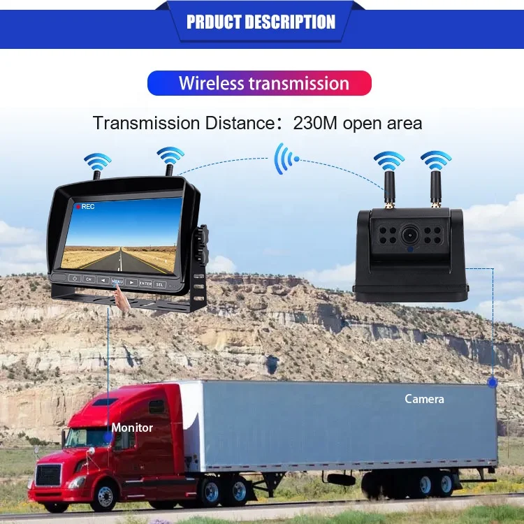 Firecore HX-703 سيارة جديدة الرؤية الخلفية 720P للرؤية الليلية سيارة الخلفية مع شاشة عكس السيارة اللاسلكية #5