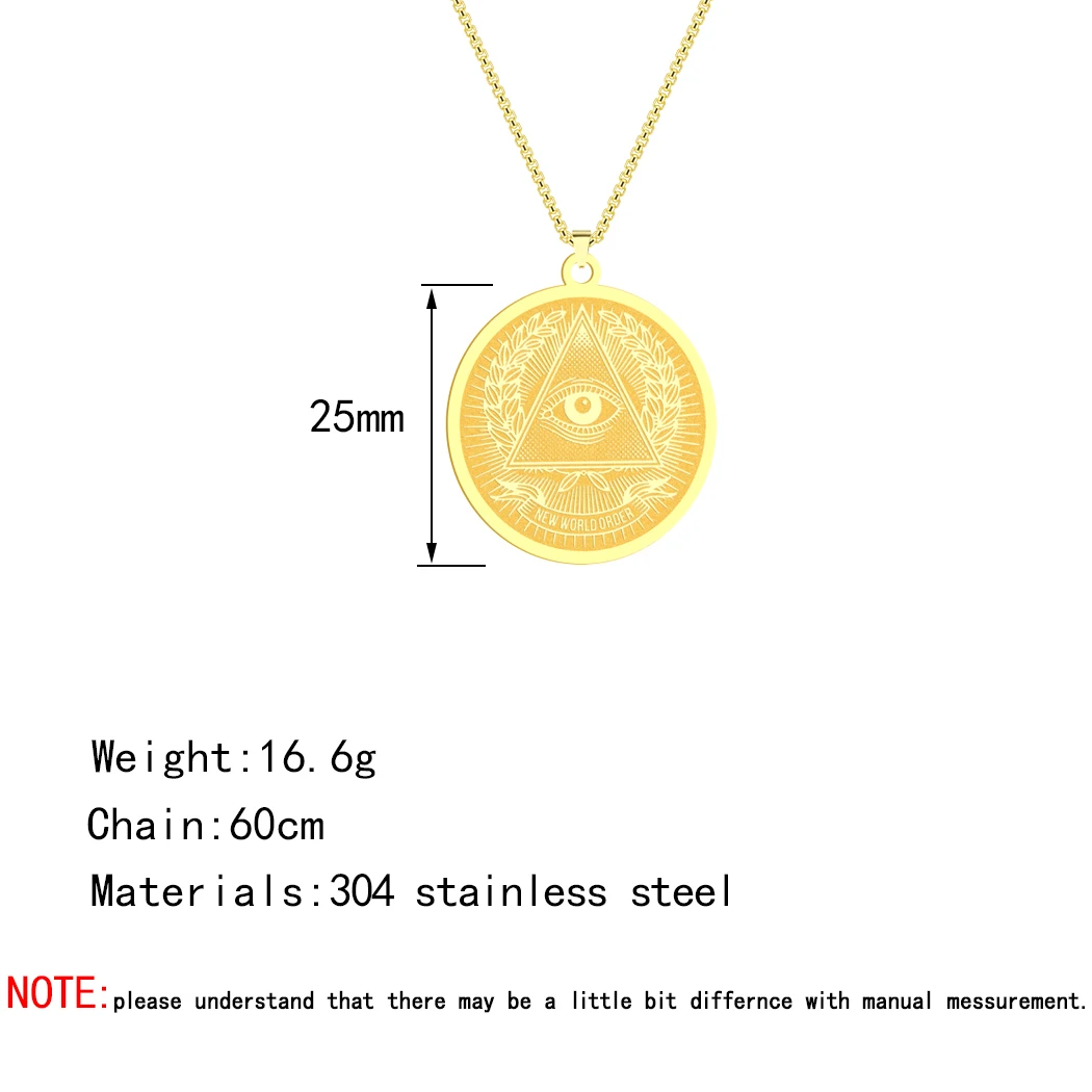 QIMING جميع رؤية العين من العناية الإلهية قلادة قلادة للنساء الفولاذ المقاوم للصدأ مثلث عيون الشر المتنورين قلادة هدية