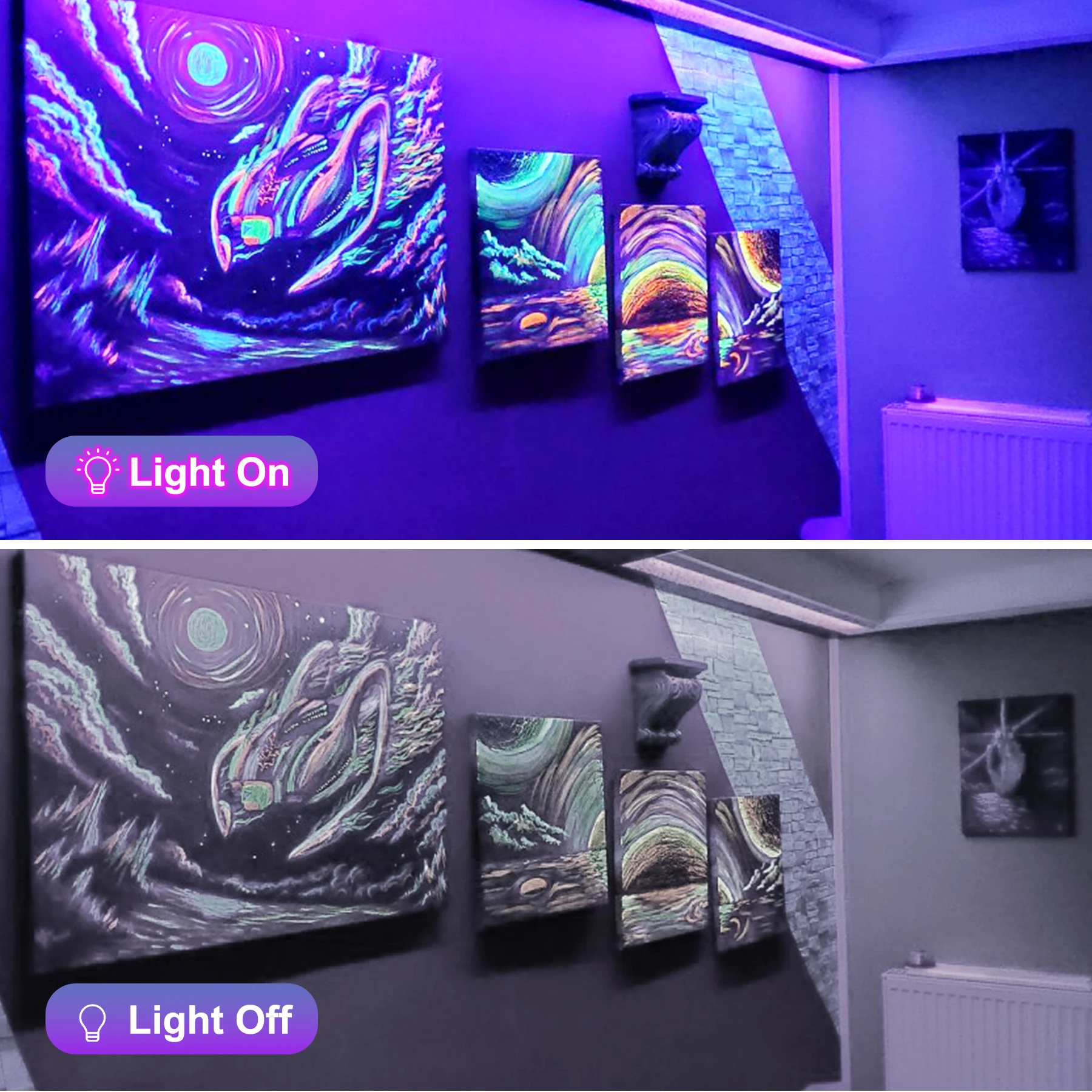 36/72W Black Light LED UV Floodlight EU Plug 400-405NM Fluorescen Glow Disco Ultraviolet Blacklight Tube for Party Stage Decor view 4