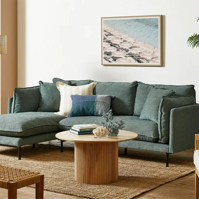 Round solid wood coffee table Household living room coffee table Floor type log color combination coffee table
