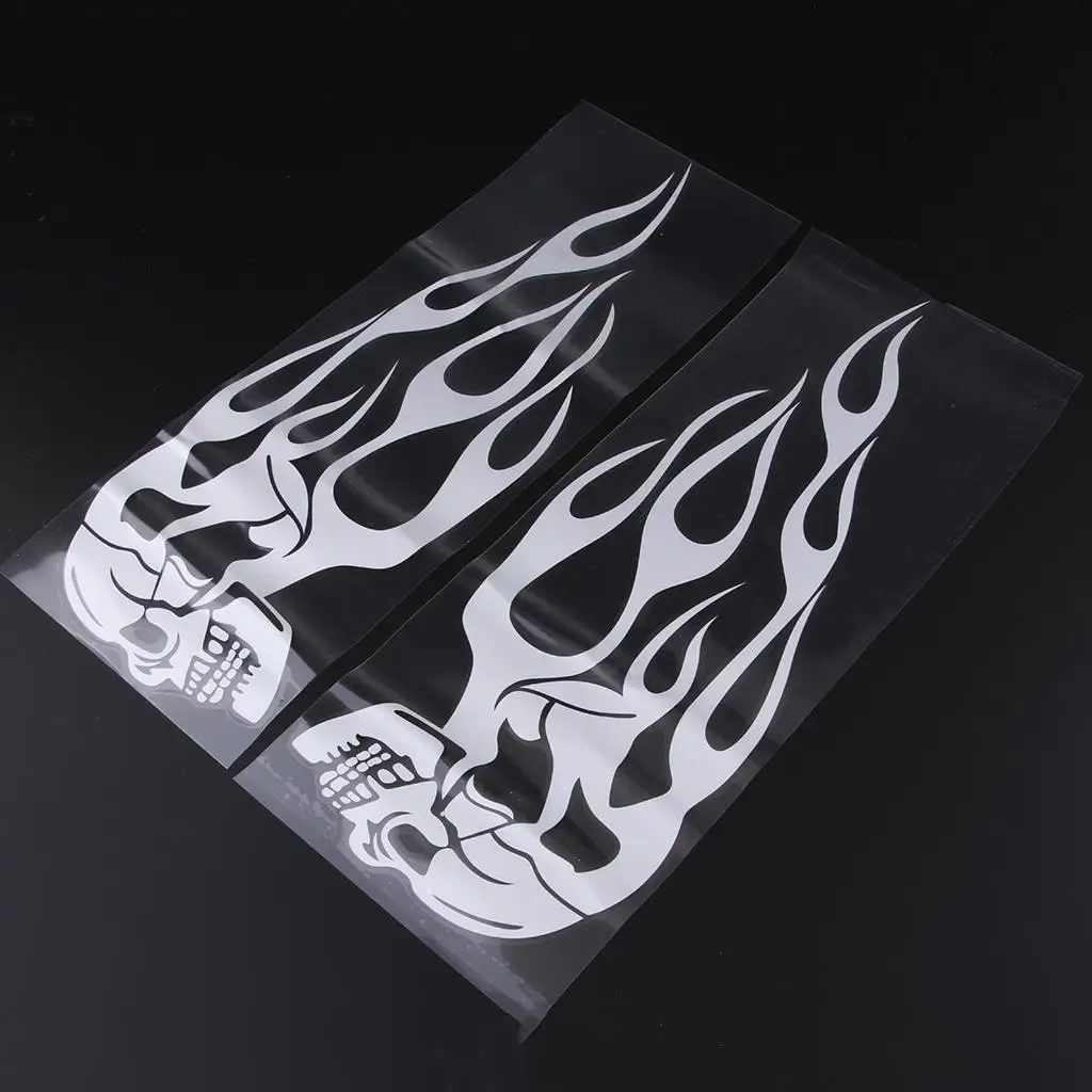 Picture 5: Flame Skull Badge Gas Tank Sticker Durable Vinyl Graphic for Real Motorcycle Modified Parts