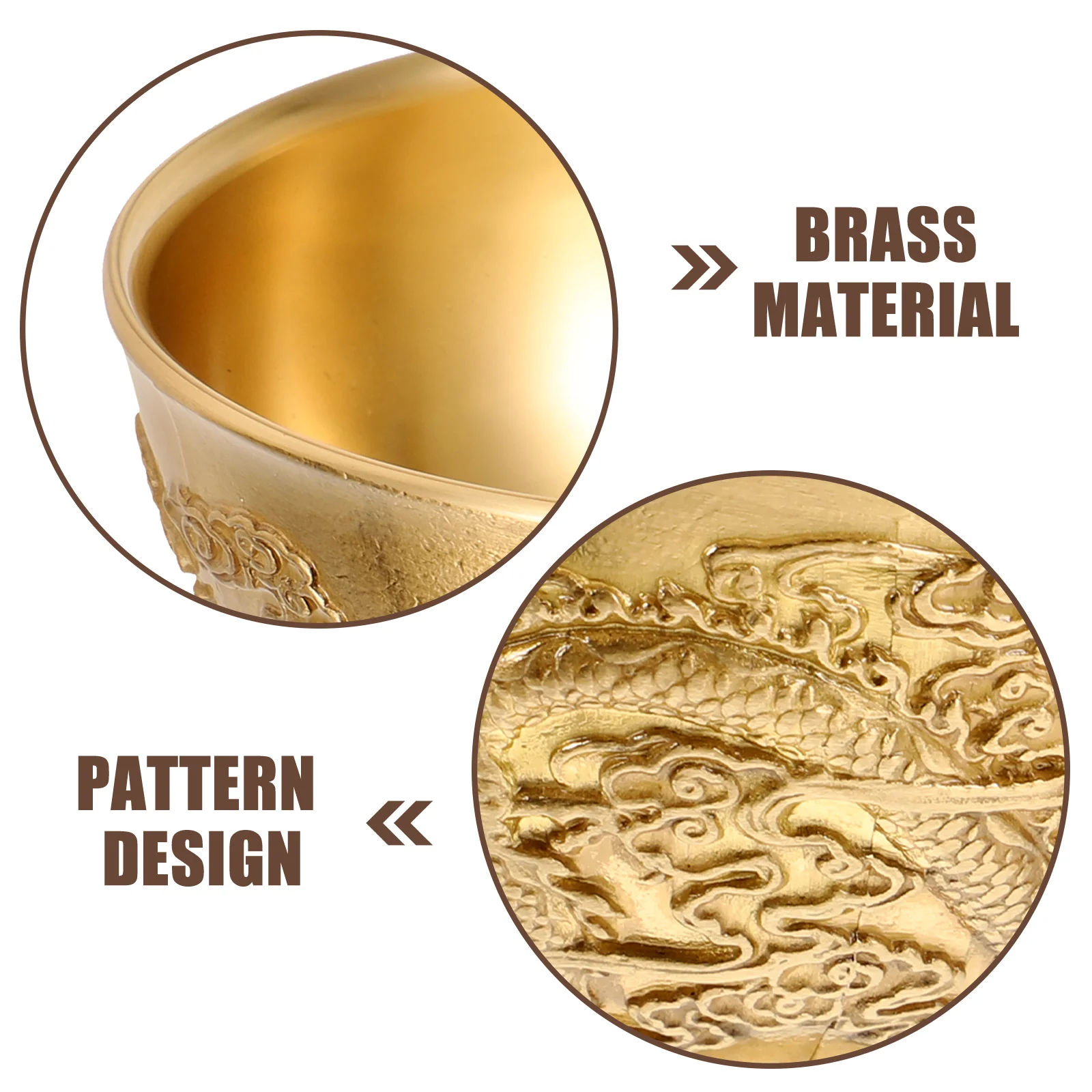 Feng Shui Sculpture Lucky Double Dragon Bowl Gold Decor Home Desktop Decoration