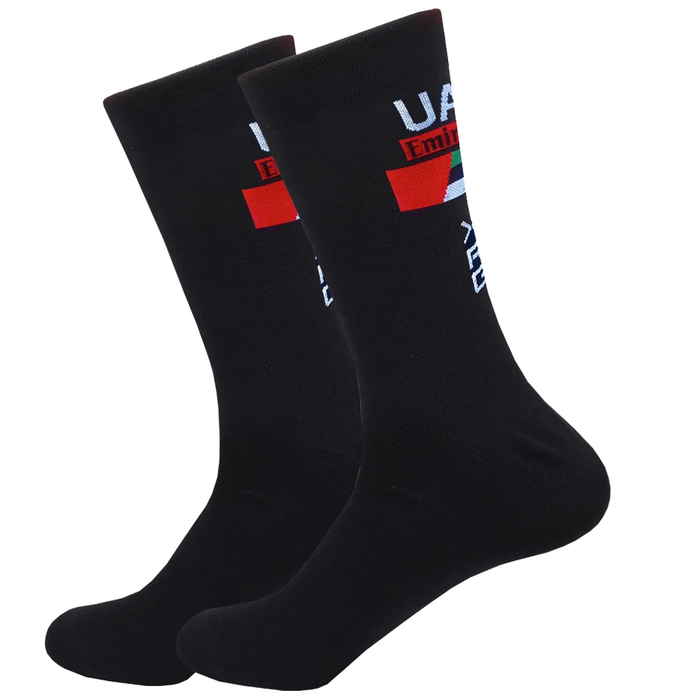 Weiße UAE-Radsocken, rot, TEAM, leichtes, großes Mesh-Design, MTB-Fahrradsocke, Unisex, für Erwachsene, Kompressionssocken, rutschfeste Laufsocken