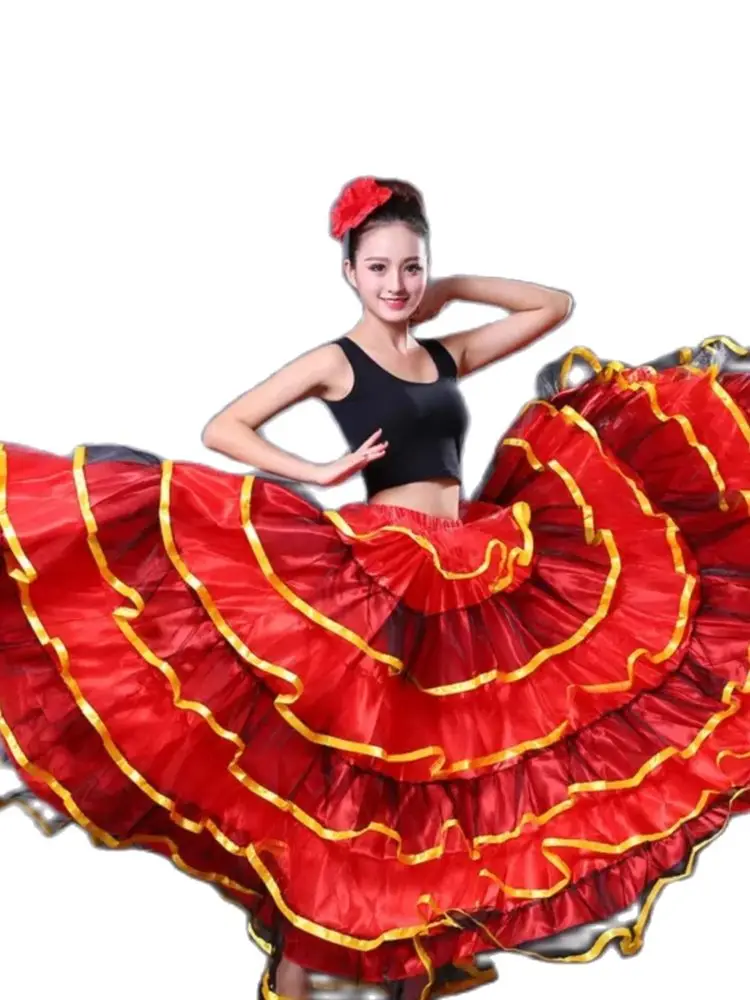 1 Stks/partij Vrouw Mode Buikdansen Lange Spaanse Rok Dame Flamenco Rok