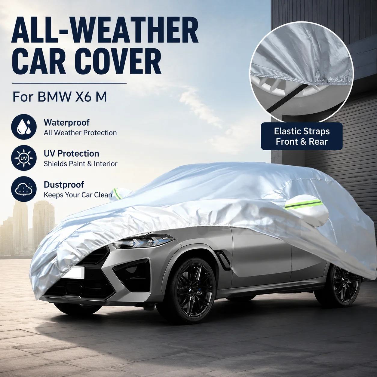 Waterproof Outdoor Full Car Cover Reflective Strips Snowproof Dustproof UV Protection For BMW X6 M Auto Exterior Accessory