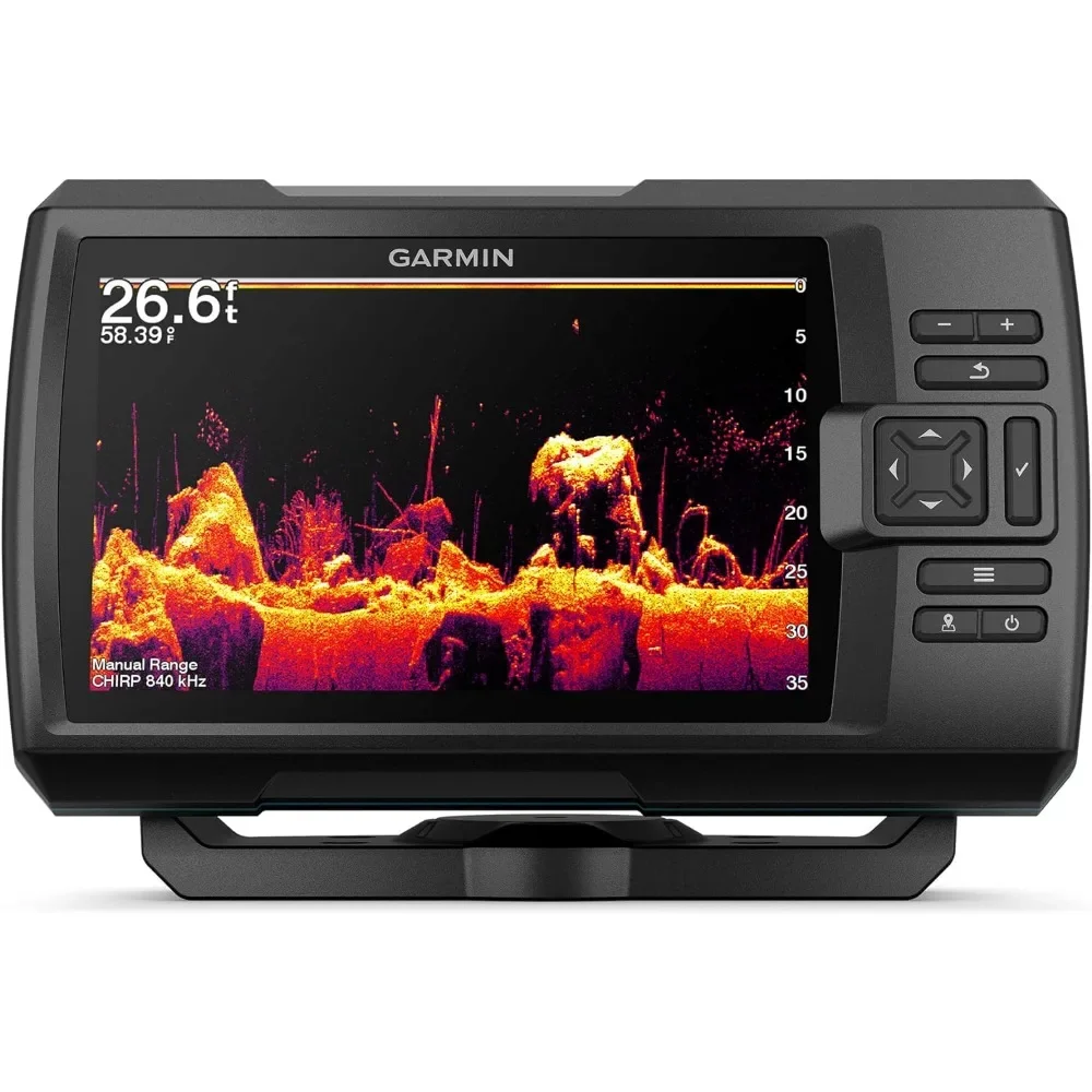 %a لـ Striker Vivid 7cv، محول ألوان Fishfinder ومحول السونار مقاس 7 بوصات سهل الاستخدام، لوحات ألوان السونار ذات المسح الزجاجي