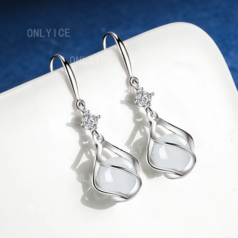 

925 Sterling Silver Spiral Beads Drop Earrings Jewelry Classic Fashion Engagement Wedding Party Accessories Gift