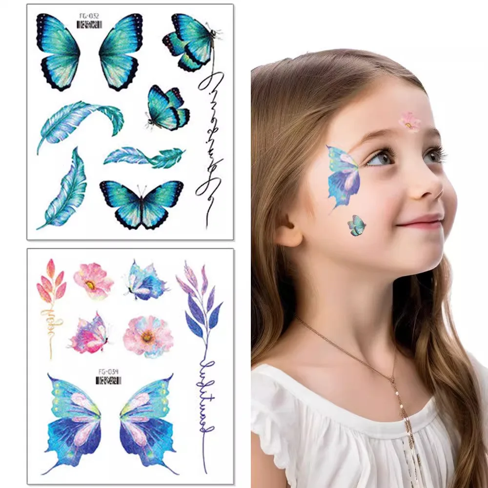 Fairy Butterfly Wings Shiny Tattoo Sticker Waterproof Eyes Face Hand Body Art Fake Tattoos For Women Makeup Festival Accessories