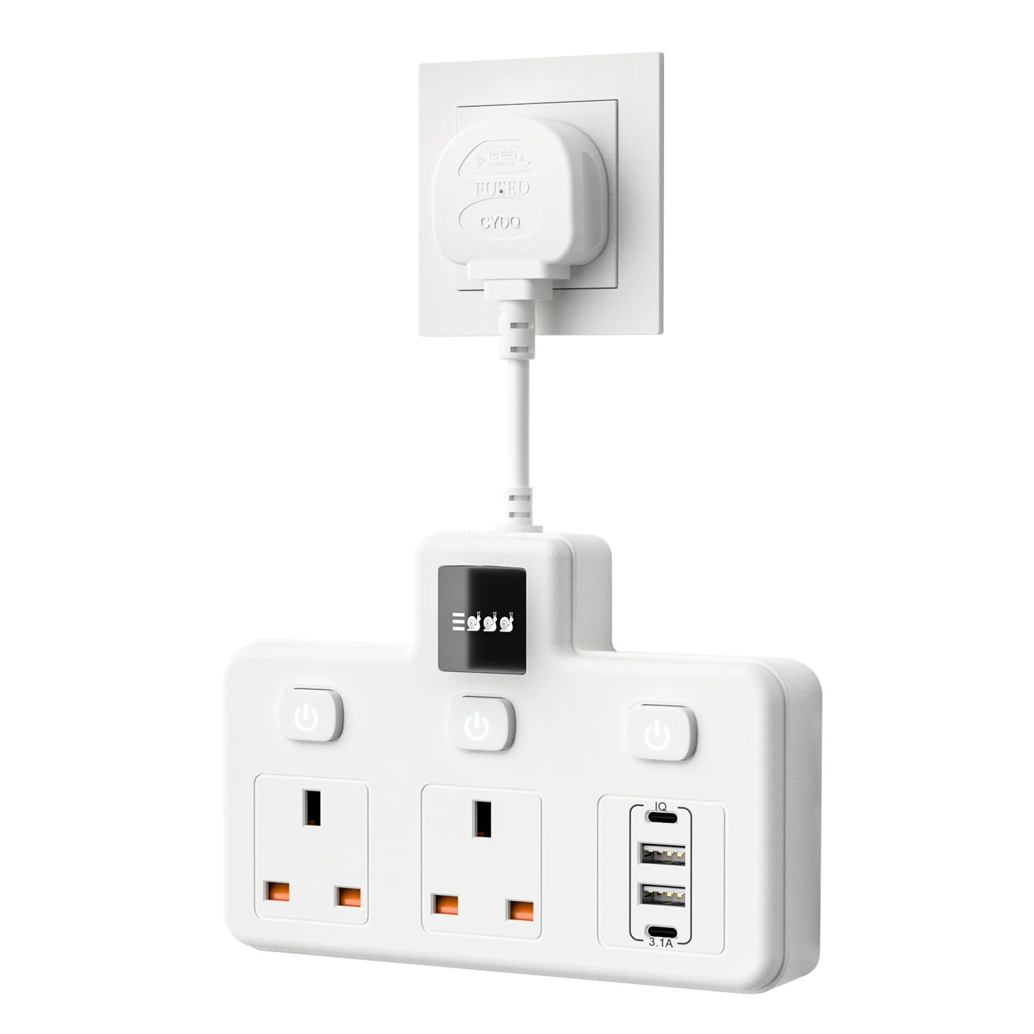 UK Plug Wall power board 2 USB and 2 Type-C charging port power adapters suitable for home office expansion power outlets