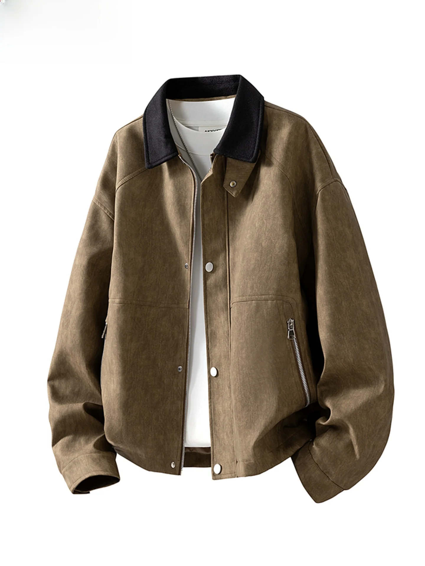 

Мужское мотоциклетное пальто больших размеров из искусственной кожи Jaet Fall Faion New Sle, повседневное свободное пальто с ветрозащитной застежкой-молнией Long Sve