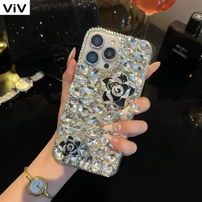 Moto G14 4G Flower Phone Case For Motorola G54 G84 5G Edge 40 Neo 30 Fushion Ultra G71 G73 G82 Cover Rhinestone Telefon Fundas