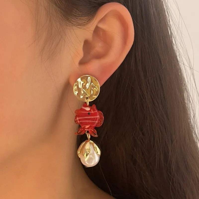 Cute Octopus Earrings Creative Glass Octopus Long Drop Earrings Unqiue Marine Series Design Earrings Wholesale Custom Packaging