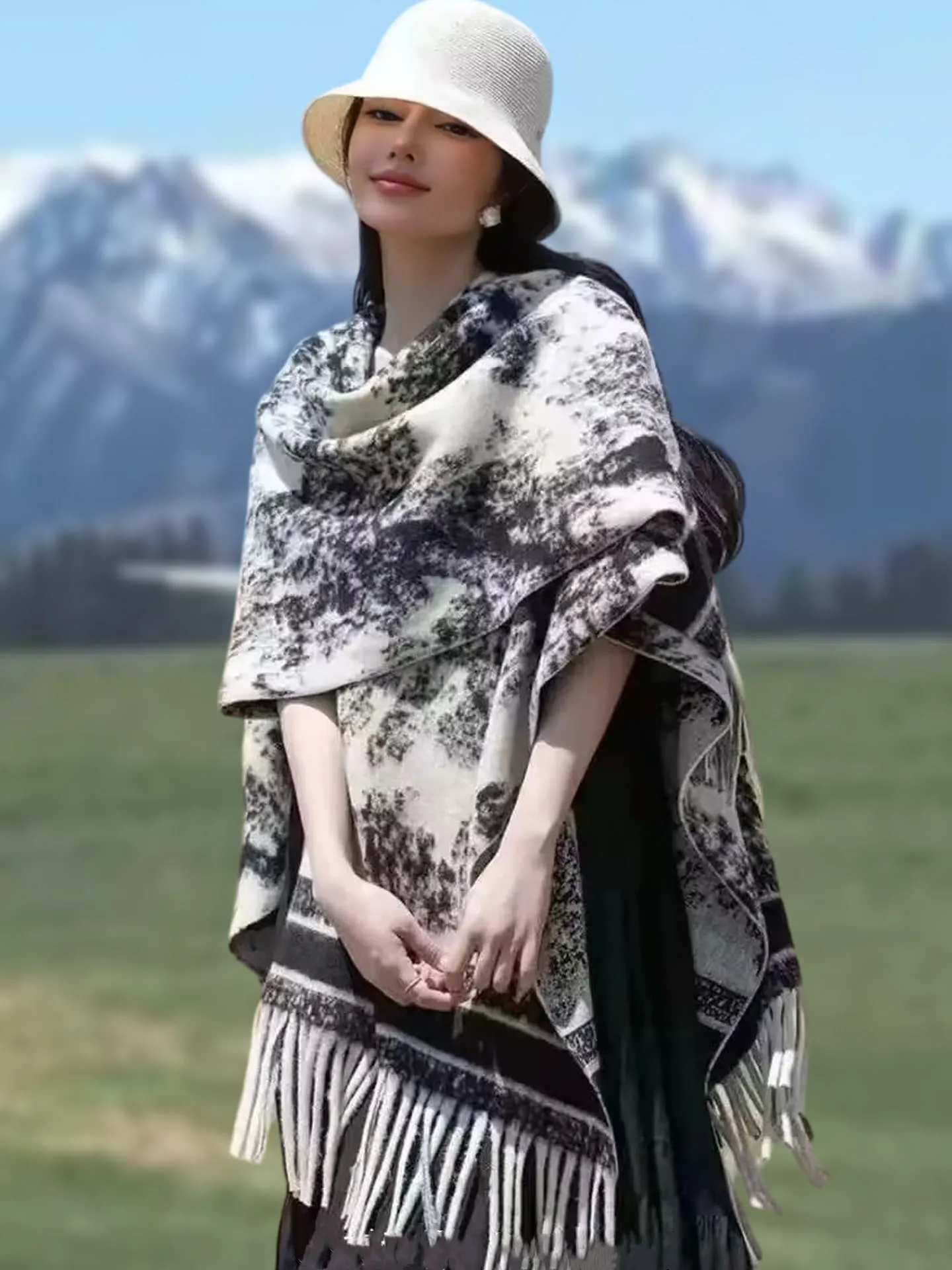 mk-tassoglas-cashmere-scarf-women's-autumn-winter-versatile-warm-ink-painting-cloak-woolen-shoulder-wrap-outerwear