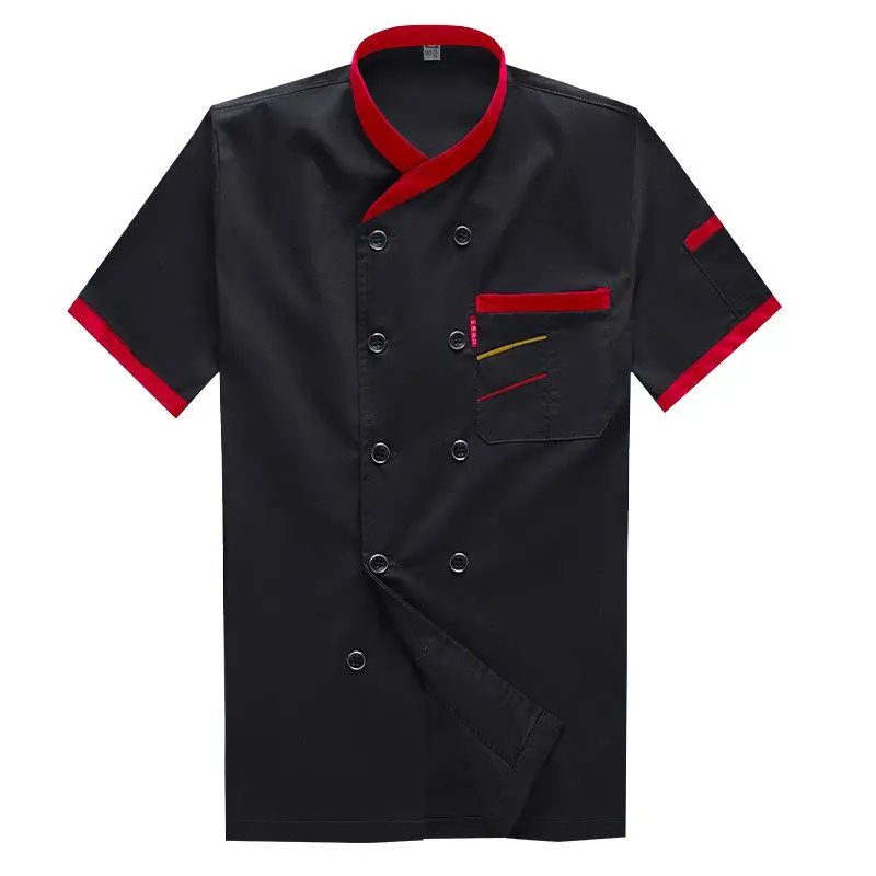 Haute qualité hommes été à manches courtes Chef service jackte hôtel vêtements de travail Restaurant vêtements de travail outillage uniforme cuisinier hauts