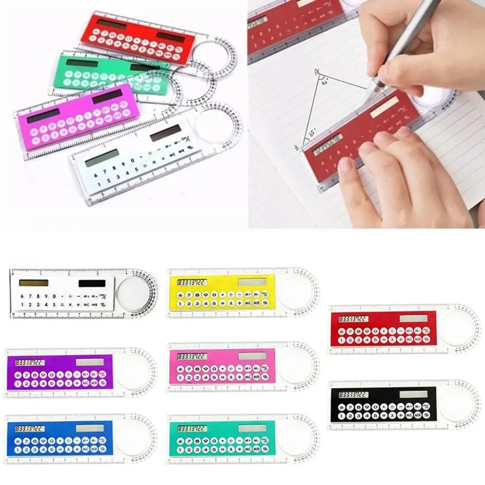 Multifunctional Childrens Tool Portable Calculator Ruler Solar Energy Calculator Office Stationery Digital Caliper