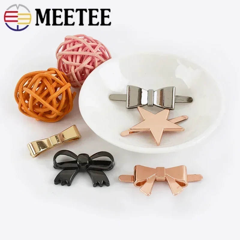 10/20Pcs Meetee Metal Bow-knot Buckles Shoes Handbag Leather Crafts Clasps Clothes Decor Labels DIY Luggage Hardware Accessories