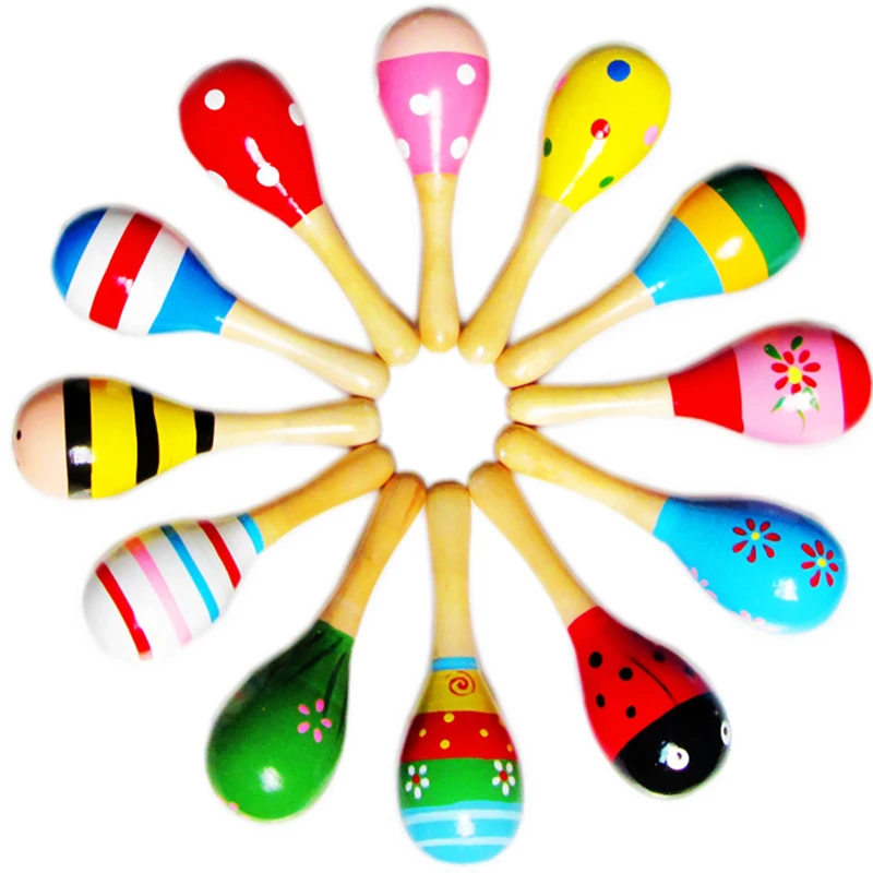 Hochets Maraca en bois pour enfants, Shaker PerSCH, Jouet musical, Faveur, Maracas à partir de 10, 36 mois, 10 pièces