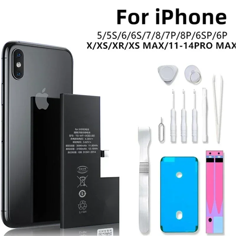Genuine IC Chip Battery for IPhone 5S 6 6S 7 8 Plus X XR XS MAX 11 12pro 13pro Max 13mini SE SE2 14plus 14pro Max Phone Bateri