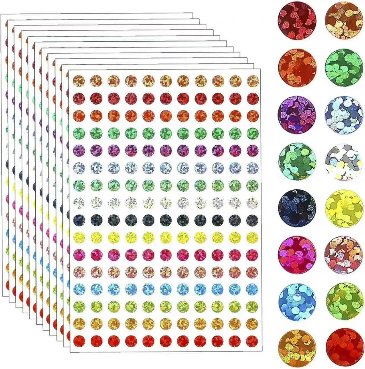 

Цветные лазерные этикетки 1/4 дюйма, 10 листов, самоклеящиеся, блестящие, круглые, точечные, для офиса, учебных заведений