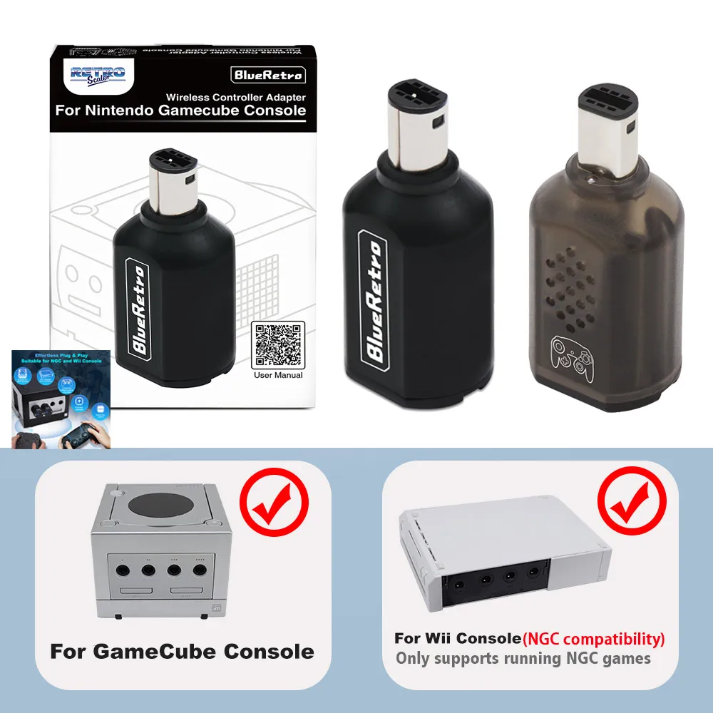 Adaptador de Controles Sem Fio RetroScaler Blueretro para Consoles NGC para Gamepad PS3/PS4/Xbox Series X/S para Nintendo Gamecube