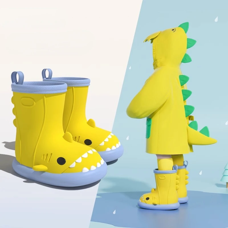 Stivali da pioggia per bambini Neonati maschi Ragazza EVA antiscivolo Outdoor Cartoon Shark Stivali da pioggia per bambini Scarpe impermeabili