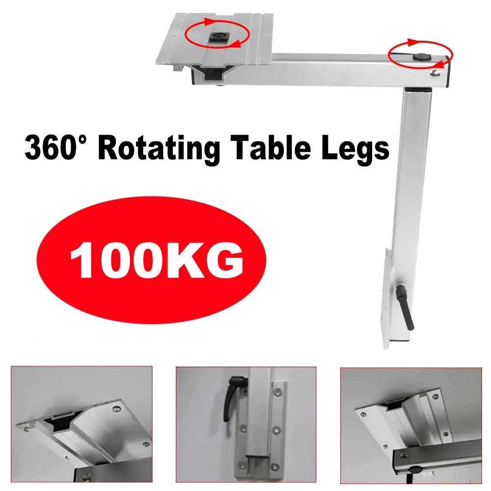 Liga de alumínio móvel Tabela Leg, rotação 360 °, altura do ajuste, móveis, adequado para Camping, RV, desmontagem, 50 kg, 100kg