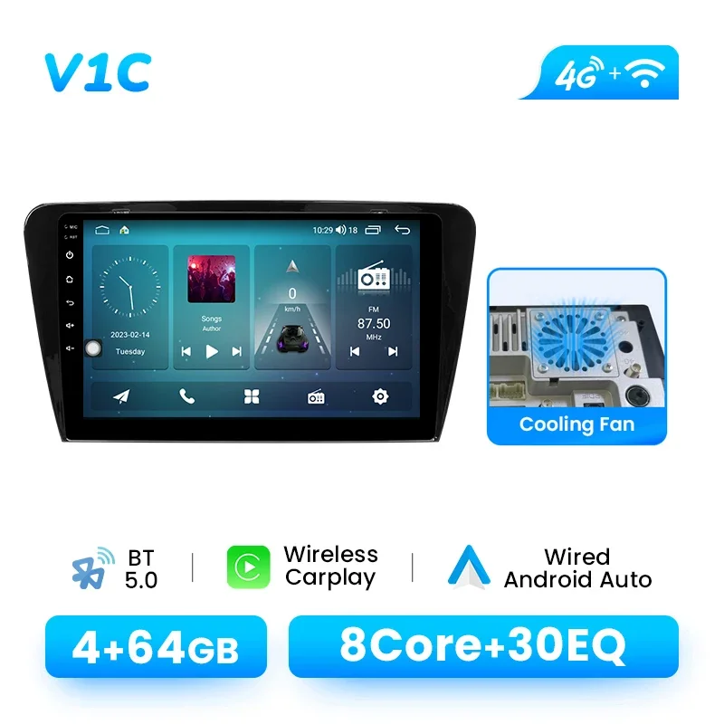1920*720 IPS Draadloze CarPlay Android 14 Autoradio Speler Voor SKODA Octavia 3 A7 2013-2018 8 Core Multimedia GPS 4G Wifi DSP RDS